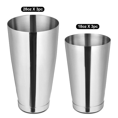 Etens Bulk Commercial Cocktail Shakers 6pc Set, Professional Boston Shakers, Weighted Cocktail Shaker Tins for Bartending - Stainless Steel Bar Shaker Set for Restaurants & Bars - Silver