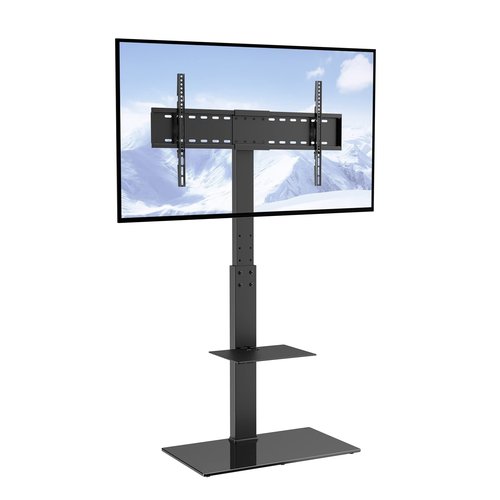 VEVOR Swivel TV Stand Mount, Adjustable Floor Stand for 32-85 Inch TVs, Holds Up to 110lbs, Height Adjustable with Tempered Glass Base, Max VESA 400x800mm for Living Room or Bedroom
