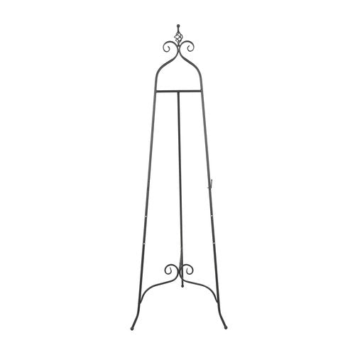 Deco 79 Metal Scroll Display Easel Adjustable 3 Tier Floor Standing Easel with Chain Support and Swirl Finial, Display Stand 21" x 23" x 63", Black