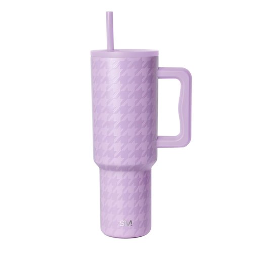 Simple Modern 40 oz Tumbler with Handle and Straw Lid | Insulated Cup Reusable Stainless Steel Travel Water Bottle Cupholder Use | Gifts for Women Him Her | Trek Collection | Purple Breeze Houndstooth