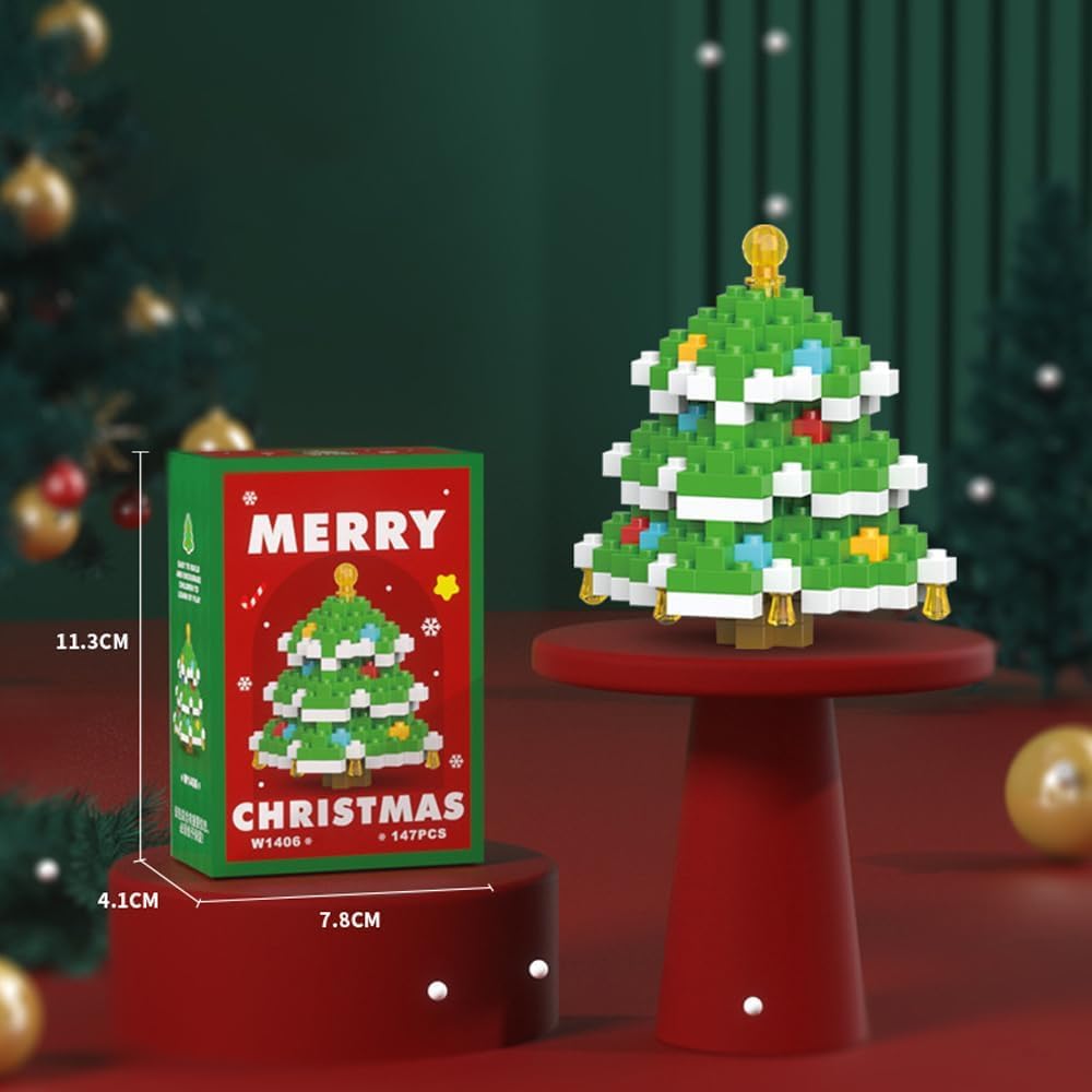 Christmas Tree Holiday Figurines - Splicing Party Favors for Stuffers & Gifts