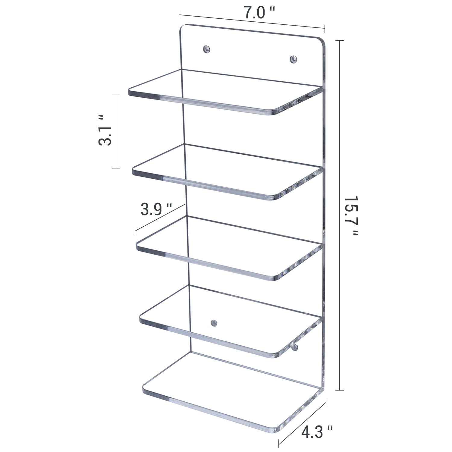 MyGift 5 Tier Clear Acrylic Sunglasses Holder Rack, Wall Mounted Eye Glasses Shelf or Tabletop Display Stand, Retail Eyewear Showcase Storage Organizer, Set of 2