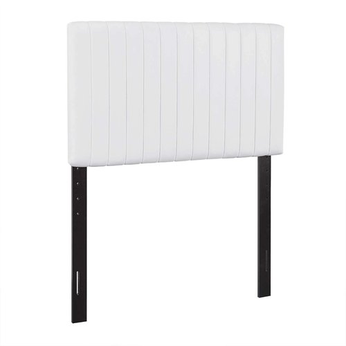 Modway Keira Channel Tufted Faux Leather Upholstered Twin Headboard in White