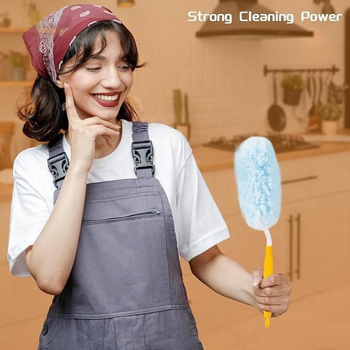 40 Count Duster Refills Compatible with Swiffer Dusters, 360° Heavy Duty Duster Refills with 2 Handle for Cleaning Furniture, Blinds, Ceiling Fans