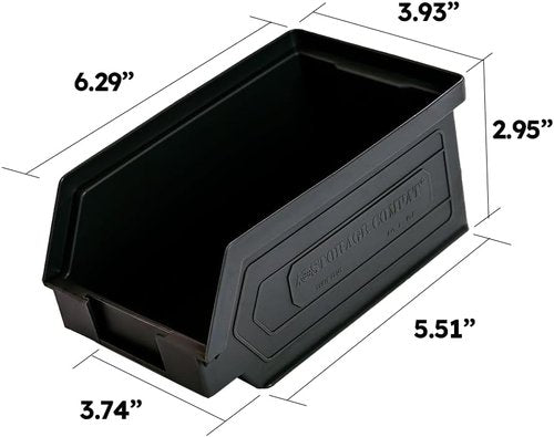 24 Pack Plastic Storage Bins - Stackable Hanging Organizer for Workshops | 7-Inch x 4-Inch x 3-Inch, Black