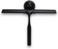 Skiennix Matte Black Shower Squeegee - 10 Inch Glass Cleaner Tool with Adhesive Hooks for Bathroom & Car
