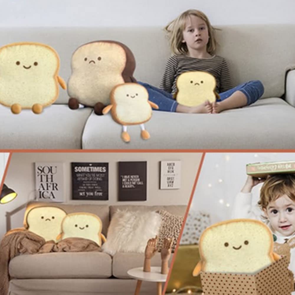 OUKEYI Toast Bread Pillow, Funny Bread Shape Plush Toy,Facial Expression Soft Toast Sofa Pillow, for Kids Adults Gift Home Bed Room Decor