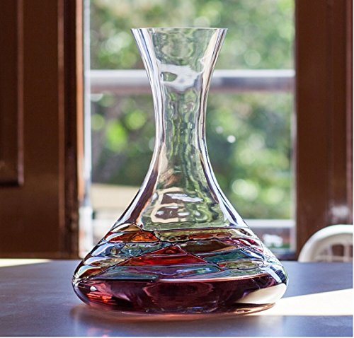 Sagrada Barcelona Magnificent Wine Decanter Sagrada Red Line Colorful Hand Painted & Stunning Mouth Blown Unique Gorgeous Gifts Birthday Anniversary th Couples Engagement Women Men 50 Oz
