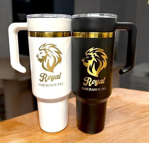Makerflo 40 oz Gold Electroplated Black Tumbler - Customizable with Lid & Straw, Ideal for Crafting | Pack of 25