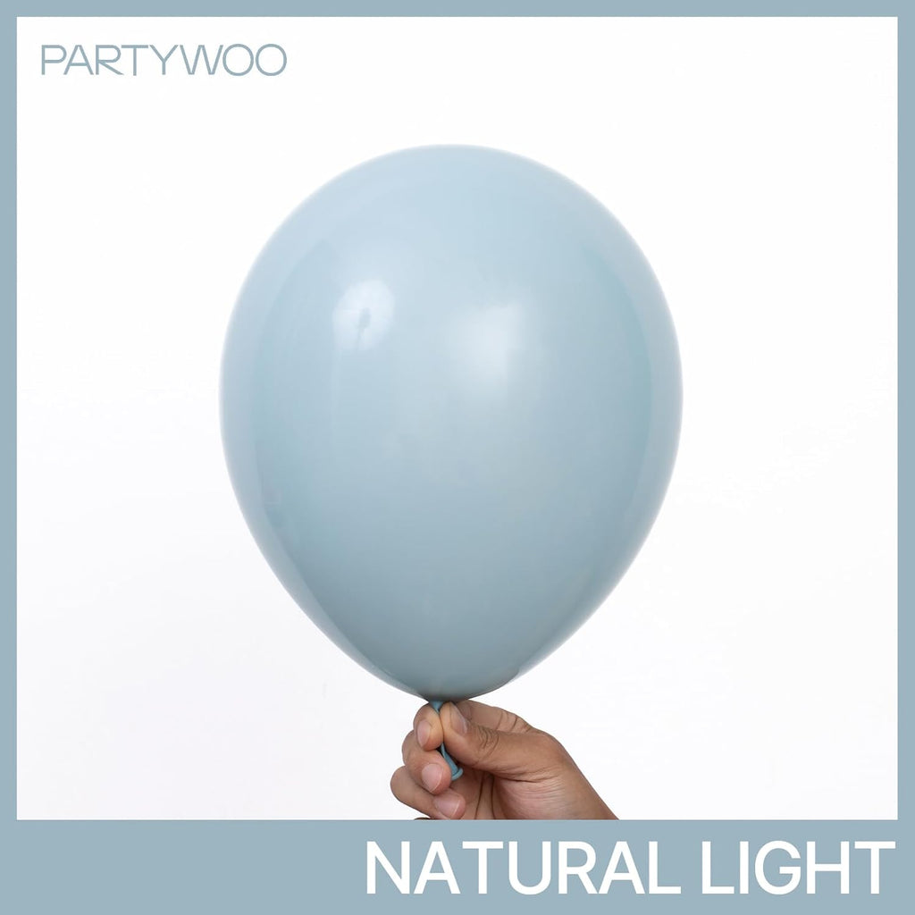 PartyWoo Dusty Blue Balloons - 100pcs 12 Inch Light Blue Aqua Latex Helium Balloons for Events