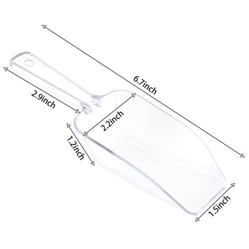 12Pcs Clear Plastic Ice Scoops Tongs Set, Small Tongs for Serving Food, Mini Candy Scoops for Candy Buffet Dry Goods Freezer Bin Canisters (Clear)