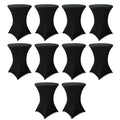 HAORUI 10 Pack Spandex Cocktail Table Covers, Fitted Round Highboy Stretch Table Cloths for Party, Bar, Wedding, Birthday, Banquet (Black, Fit for 30-32" Diameter x 42" Height Tables)