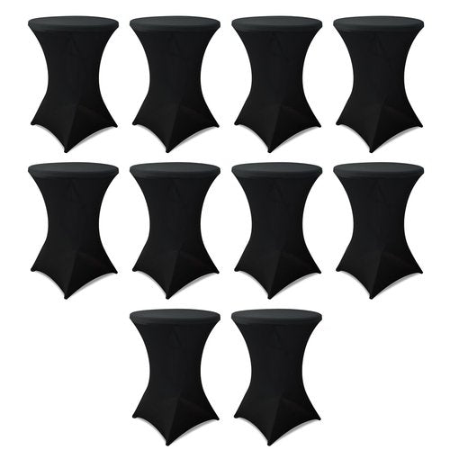 HAORUI 10 Pack Spandex Cocktail Table Covers, Fitted Round Highboy Stretch Table Cloths for Party, Bar, Wedding, Birthday, Banquet (Black, Fit for 30-32" Diameter x 42" Height Tables)