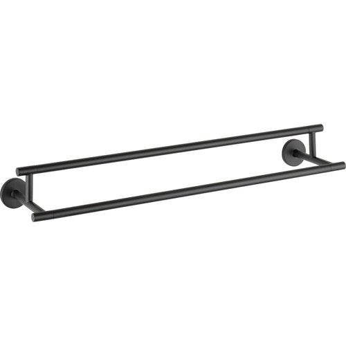 DELTA FAUCET 75925-BL Trinsic 24-in Double Wall Mount Towel Bar Bath Hardware Accessory in Matte Black