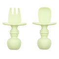 Bumkins Baby Utensils Set - Chewtensils Silicone Spoons & Fork for Self-Feeding | Sage Green, 6 Months+