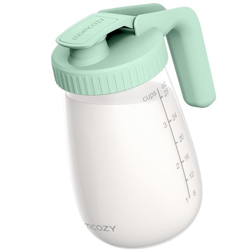 Momcozy Breast Milk Pitcher - No Leak Glass Storage Container | Heat & Cold Resistant, Wide Mouth, Green