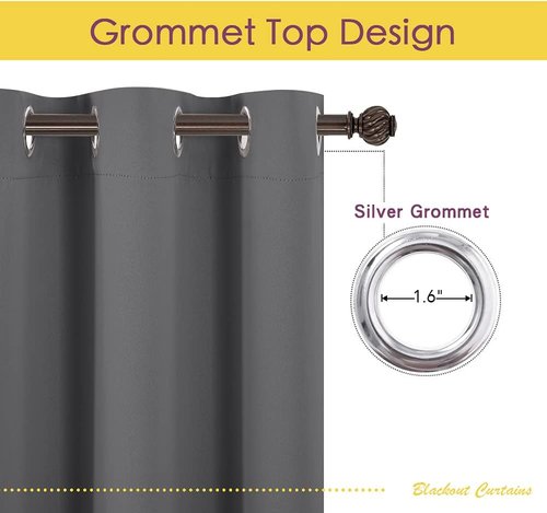 NICETOWN Grey Kitchen Blackout Short Curtain Panels - Thermal Insulated Grommet Top Drapes | 45 Inch Long (2 Panels, W42 x L45)