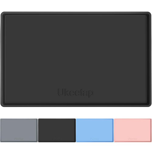 ukeetap Extra Thick Silicone Mat Waterproof with Raised Edge 34" x 22", Under Sink Mat for Kitchen & Bathroom, Kitchen Cabinet Liner, Multi-Purpose for Storage & Protection, Black