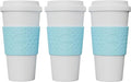 Copco 16 oz Acadia Travel Mug, Set of 3 – Double-Wall Insulated Coffee Cups with Non-Slip Sleeve for Hot & Cold Drinks, BPA-Free Plastic, Cup Holder Friendly & Portable Drinkware (Azure Blue)