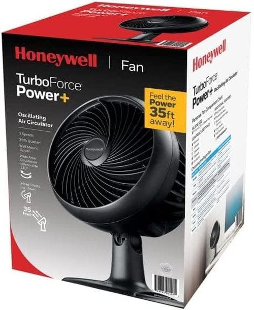 Honeywell TurboForce Table Fan - Oscillating 10 Inch with 3 Speed Settings - Black (Renewed)