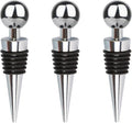 3 Pcs Wine Stoppers for Wine Bottles, Limso with Silicone Stopper Wine Saver, Reusable Vacuum Wine Stopper Bottle, Suitable for Standard Bottle Mouth (Silver)