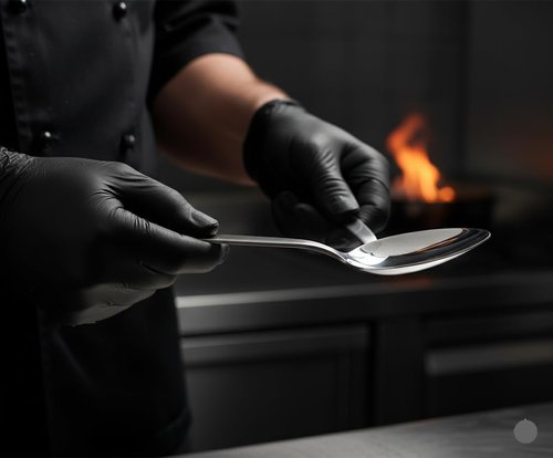 BNAZIND 2-Pack Chef Kunz Sauce Spoon | Silverware 18/10 Stainless Steel Silver Culinary Serving Spoons | 9 Inch Basting, Quenelle, Dinner, Plating, Chef Cooking Spoon | Dishwasher safe