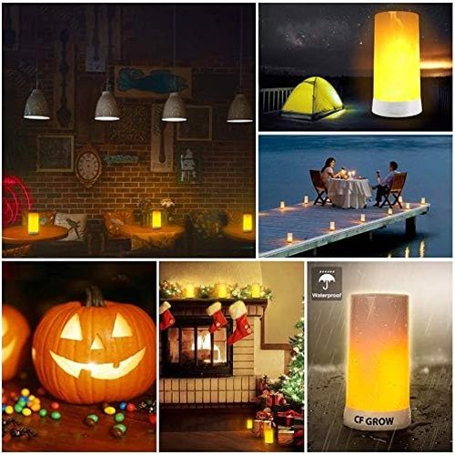 LED Flame Effect Fireplace Light - USB Rechargeable Flameless Candle with Remote & Timer | 2 Pack