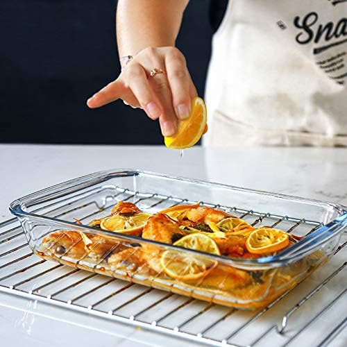 Regine Switzerland 8-Piece Deep Glass Baking Dish Set - Rectangular Bakeware with Lids for Lasagna & Leftovers | Freezer-to-Oven Safe, Gray