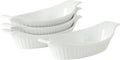 Gibson Home Gracious Dining Oval Au Gratin Baking Dishes - 4-Piece Ceramic Set | 9 oz Oven Safe, White