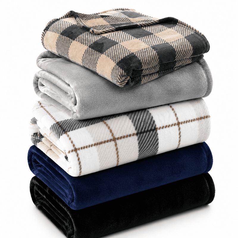 Twin Black Plush Bed Blanket - Super Soft Reversible 66x90 Inches