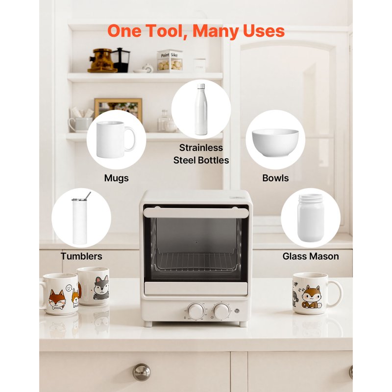 Sublimation Oven Machine - 13 Qt for Tumblers & Mugs, Includes Heat Gloves & Shrink Film