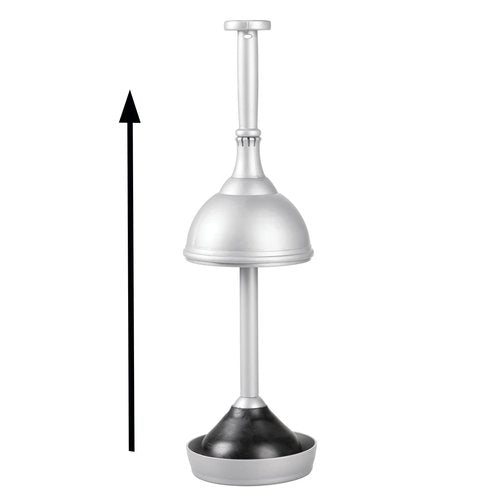 mDesign Plastic Modern Compact Toilet Plunger and Toilet Bowl Brush for Bathroom Storage Organization - Sturdy, Heavy Duty, Deep Cleaning Accessories - Hyde Collection - Set of 2 - Silver