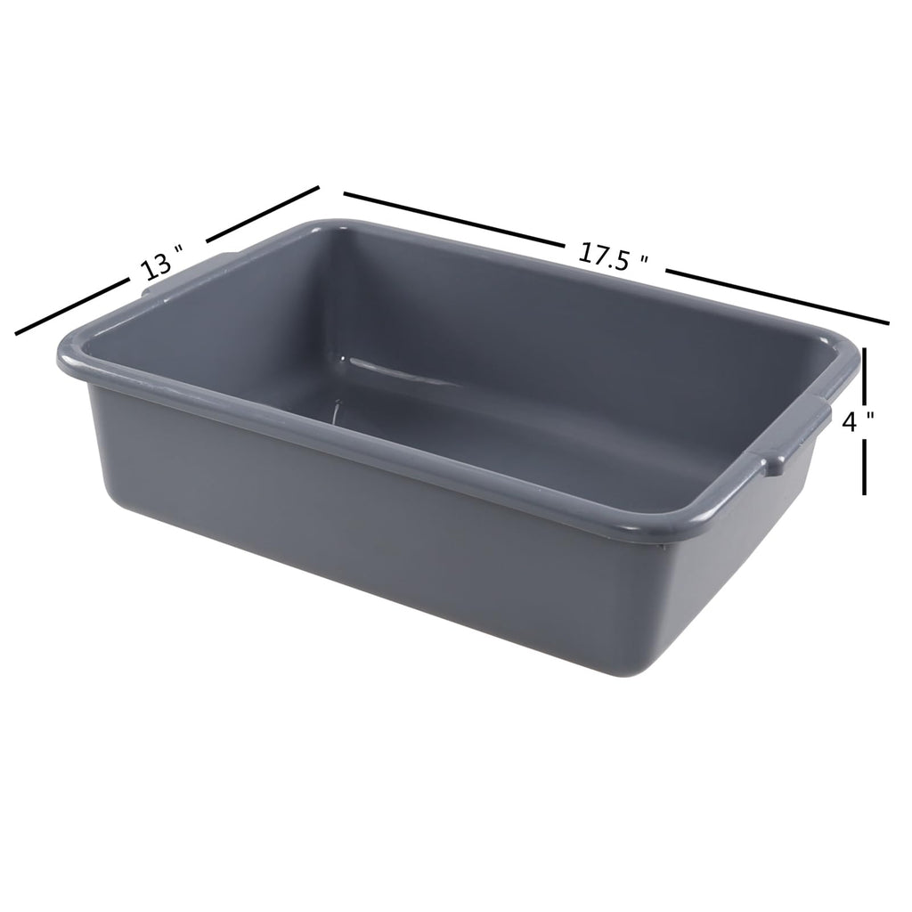 Drephia 4 Pack 13 L Utility Commercial Bus Tubs, Plastic Bus Box Bin, Food Grade Butcher Meat Tote, Gray
