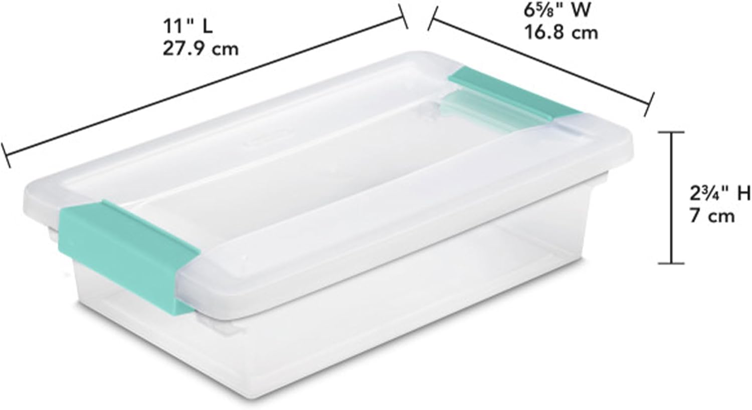 Sterilite 6-Pack Clip Box | Stackable Clear Plastic Bins with Latching Lids for Home & Office Storage