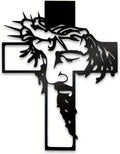 Black Jesus Wall Cross Decor - Metal Crucifix Sculpture for Living Room | Grateful Christian Gift (12.59" x 9.84")