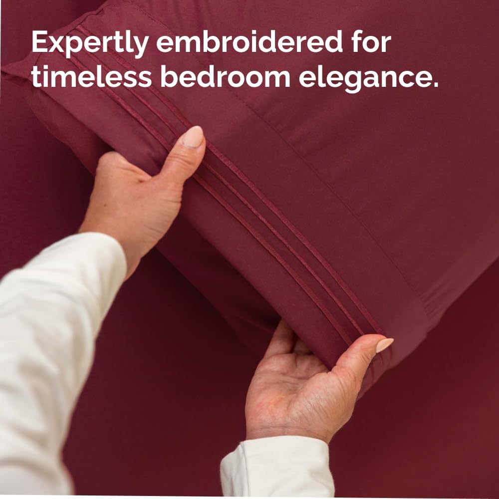 Skiennix Body Pillowcases Set of 4 | Soft 20x54 Long Pillow Covers for Comfortable Sleep - Burgundy