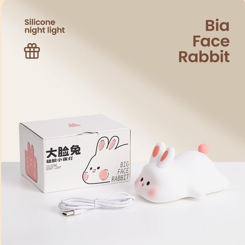Ocegaoem Bunny Night Light, Cute Silicone Rabbit Lamp, Dimmable LED Nursery Nightlight, Rechargeable Touch Control with Timer, Kids Bedroom Baby Lamp Easter Gift