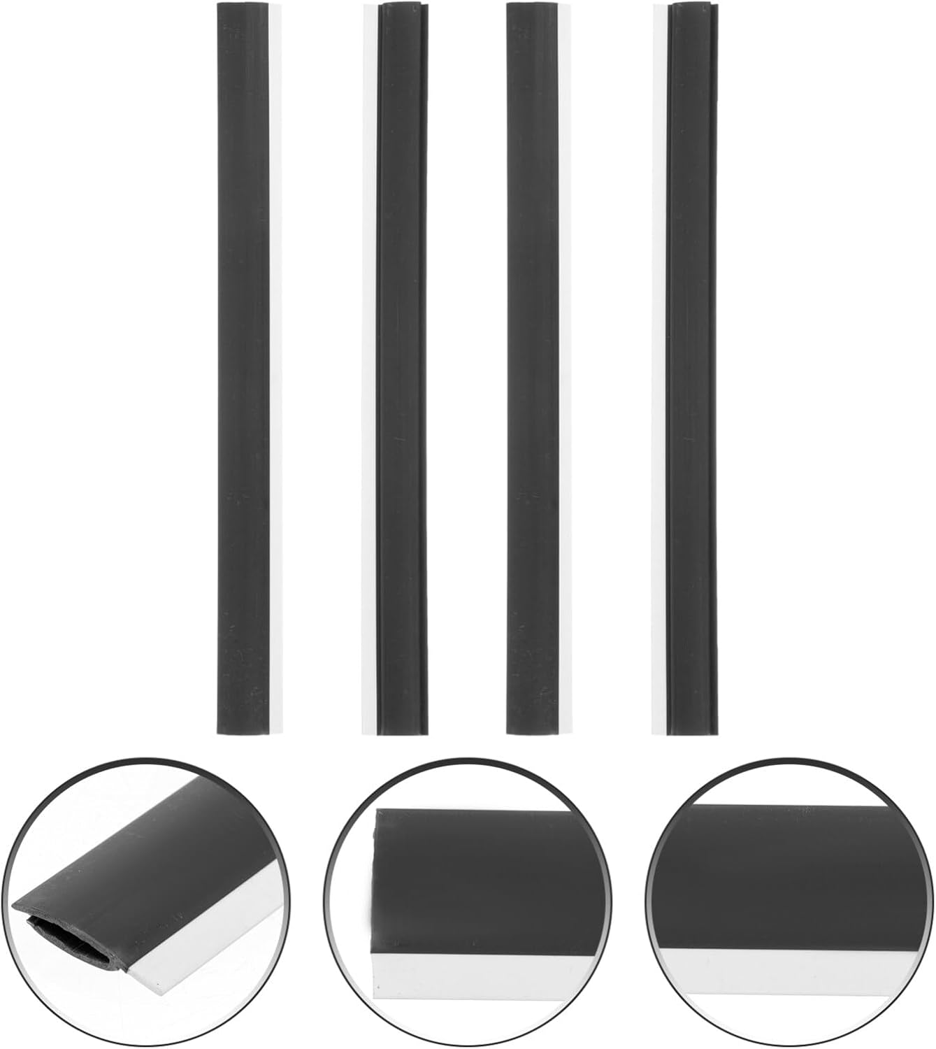 Skiennix 4Pcs Dustpan Rubber Lip Replacement Strips - Easy Installation for Efficient Cleaning | Soft Black