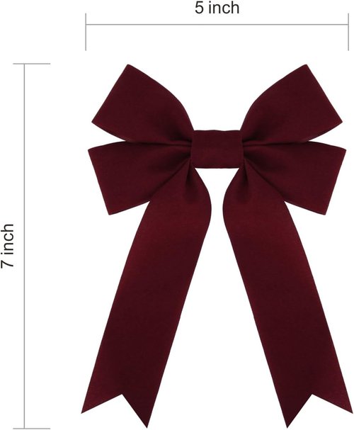 Meseey Burgundy Velvet Ribbon Bows - 12 Pcs for Christmas Wreaths & Gift Wrapping | Indoor/Outdoor Decor
