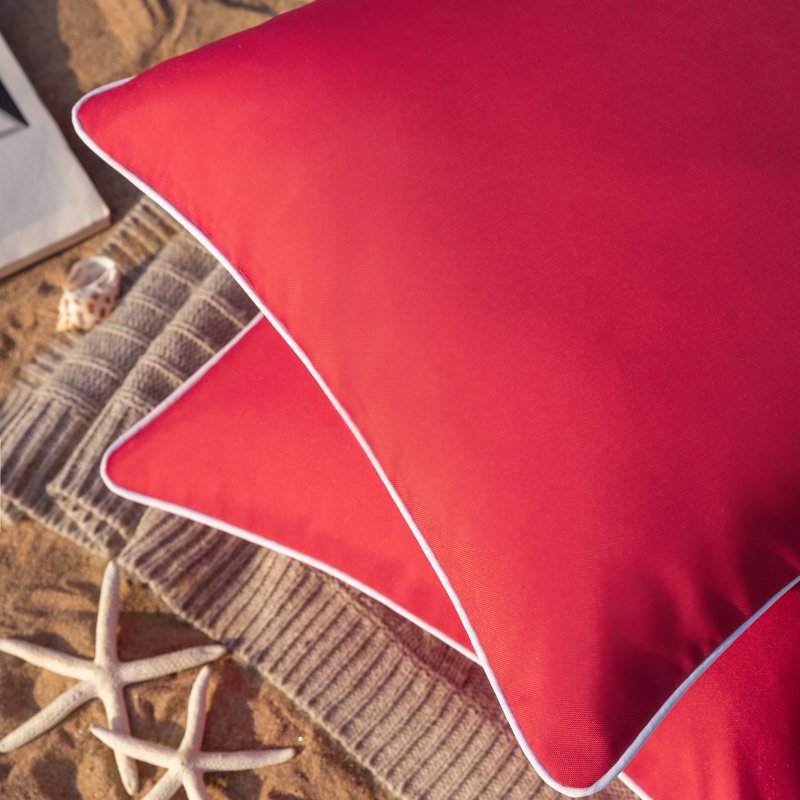 Outdoor Waterproof Throw Pillow 20x20 Inches - Red, 2 Pack - Patio & Indoor Decor
