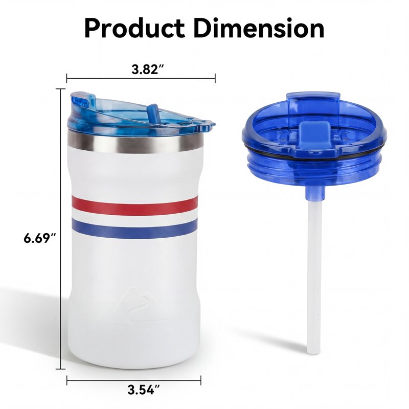 16oz Stainless Steel Can Tumbler with 2-in-1 Lid - Patriotic Red & Blue Stripe