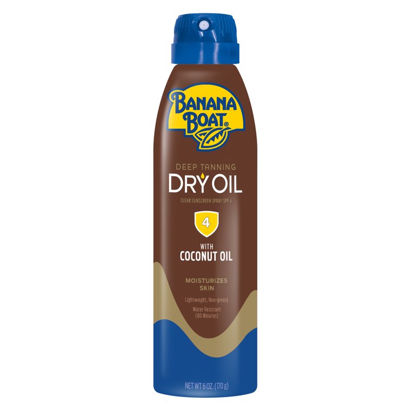 Deep Tanning Oil Spray SPF 4 - Clear Dry Sunscreen, 6 oz