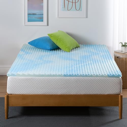 ZINUS 1.5 Inch Swirl Gel Cooling Memory Foam Mattress Topper, Smaller, More Convenient WonderBox Packaging, Cooling, Airflow Design, CertiPUR-US Certified, King
