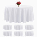 6 Pack White Round Tablecloths 120 Inches Table Cloth Stain and Wrinkle Resistant Washable Polyester Table Cover Fabric for Party, Wedding,Dining,and Banquet Decoration