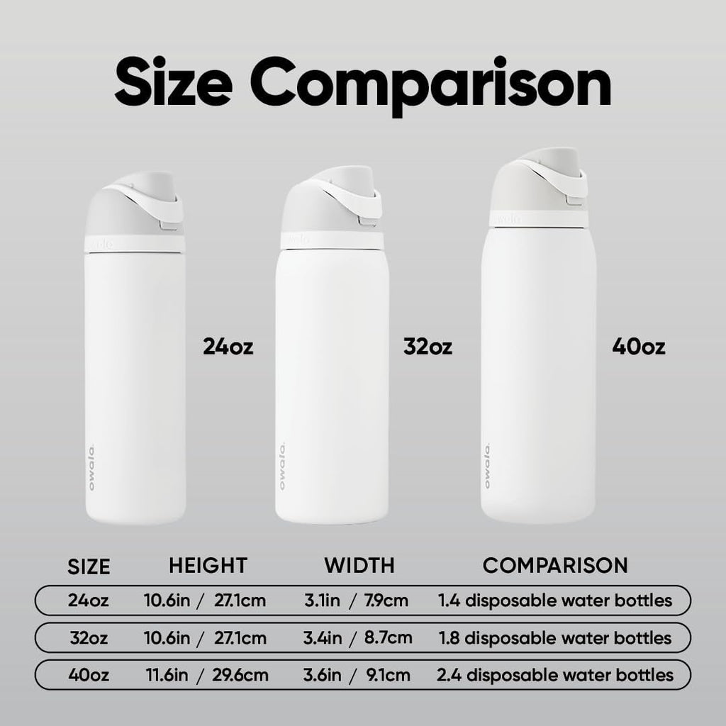 Owala FreeSip Insulated Stainless Steel Water Bottle - BPA-Free, 24 Oz, Perfect for Travel | Shy Marshmallow