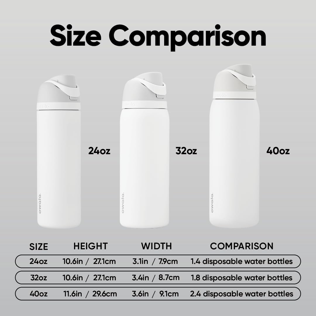 Owala FreeSip Insulated Stainless Steel Water Bottle - BPA-Free, 24 Oz, Perfect for Travel | Shy Marshmallow