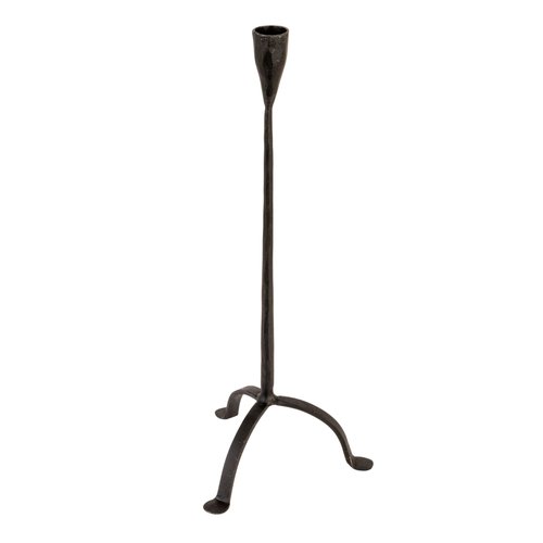 Creative Co-Op 16" H Hand-Forged Cast Metal Footed Taper Holder, Black