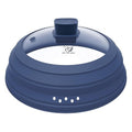 Microwave Splatter Cover Glass Guard Lid with Collapsible Silicone for Food Pot Plate Cover 9.8 inch Dark Blue