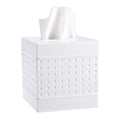 Metal Tissue Box Cover Square, Hand Hammered Tissue Box Holder, Classic White Tissue Box Cover Napkin Dispenser Accessories for Bathroom, Countertops, Dressers, Night Stand, Parlors and Office
