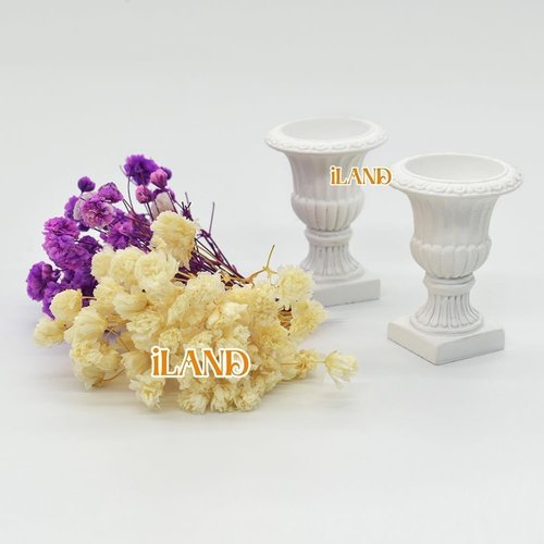 iLAND Miniature Dollhouse Accessories - 2pcs Decorative Plants with Dry Flowers | Mini Urn Planters